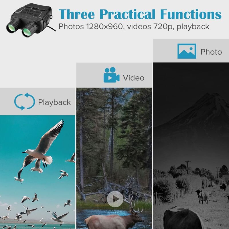 Бінокль нічного бачення ПНБ з дальністю до 250 метрів, 4Х кратним наближенням і відео / фото записом Boblov NV3180