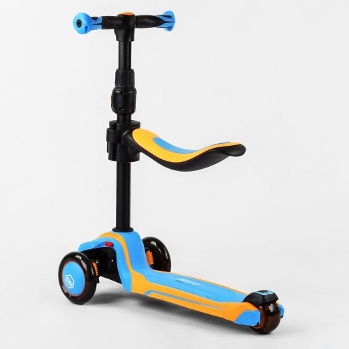 Самокат триколісний із сидінням Best Scooter MAXI PU колеса зі світлом 60 кг Blue and yellow (102930)