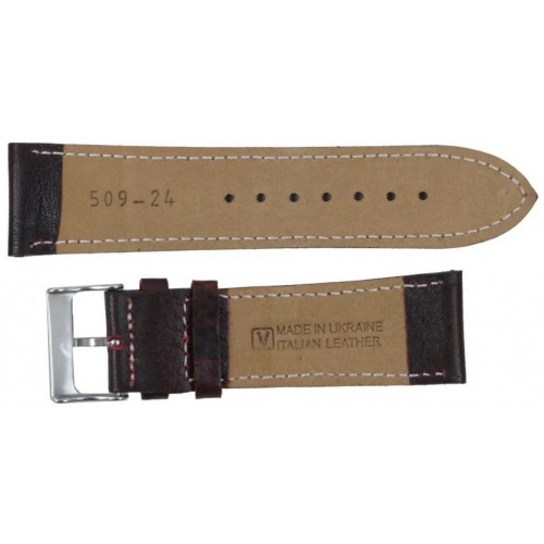 Ремінець для годинника Mykhail Ikhtyar шкіряний 24 мм Темно-коричневий (S509-24S dark brown)