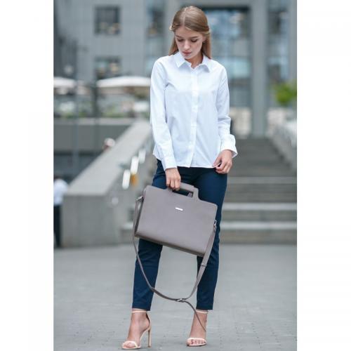 Жіноча шкіряна сумка для ноутбука та документів BlankNote 15 Brown-Beige (BN-BAG-36-beige)