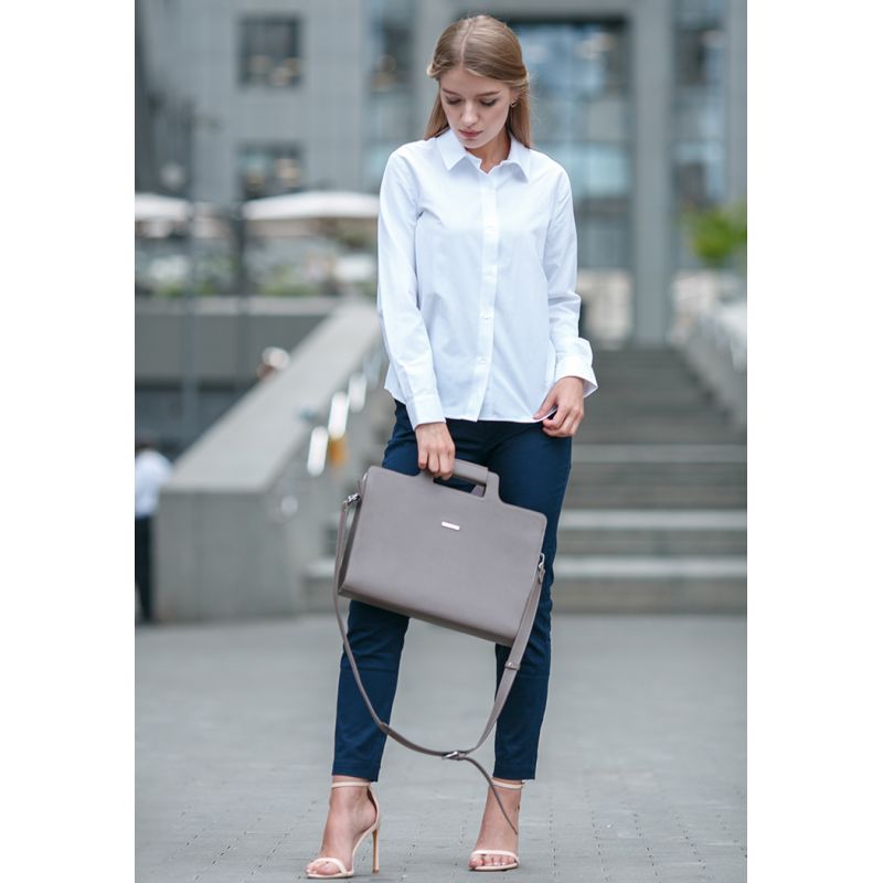 Жіноча шкіряна сумка для ноутбука та документів BlankNote 15 Brown-Beige (BN-BAG-36-beige)