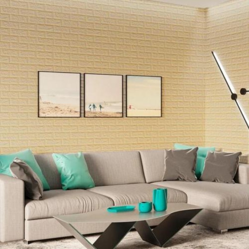 Самоклеюча 3D панель Sticker Wall під бежеву цеглу в рулоні 20000x700x3мм (R009-3-20)