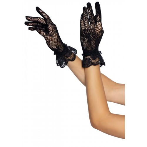 Рукавички Leg Avenue Floral lace wristlength gloves Black в інтернет супермаркеті PbayMarket!