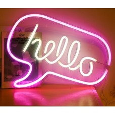 Настінний неоновий світильник-нічник Angel HELLO 43*31 см