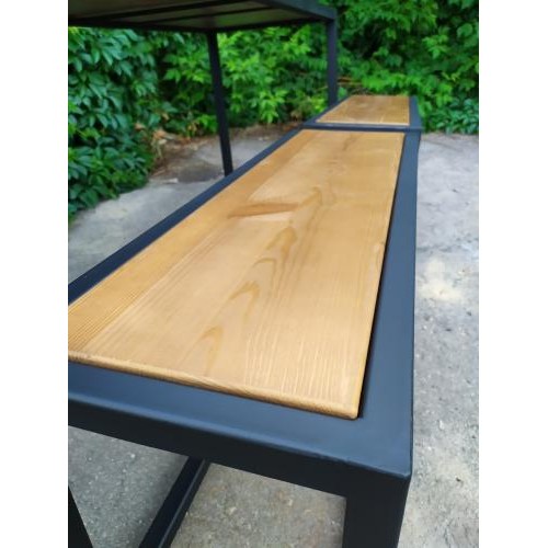 Стіл обідній з лавками GoodsMetall з металу та дерева, Лофт  Стіл обідній з лавками GoodsMetall з металу та дерева, Лофт