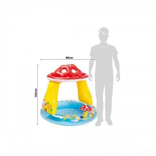 Дитячий надувний басейн Intex 57114-2 «Грибочок», 102 х 89 см, з кульками 10 шт, підстилкою, насосом (hub_zjq68j)