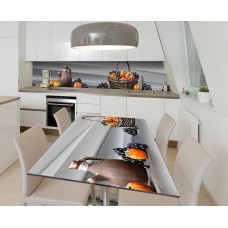 Наклейка 3Д вінілова на стіл Zatarga «Соковита хурма та виноград» 600х1200 мм (Z184482st)