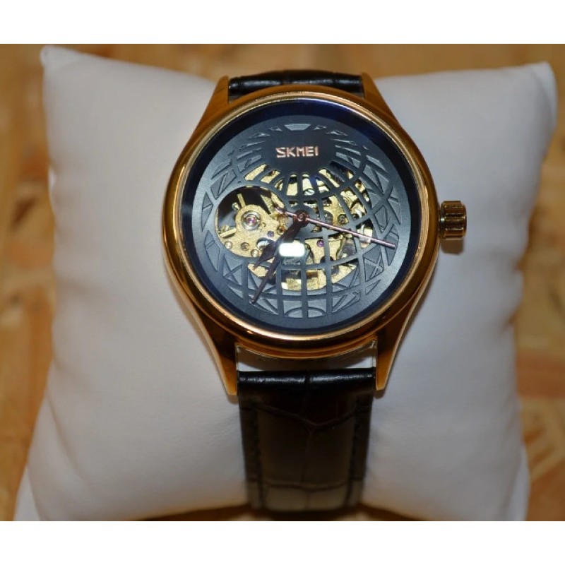 Чоловічий механічний годинник Skmei 9209 скелетон Чорний