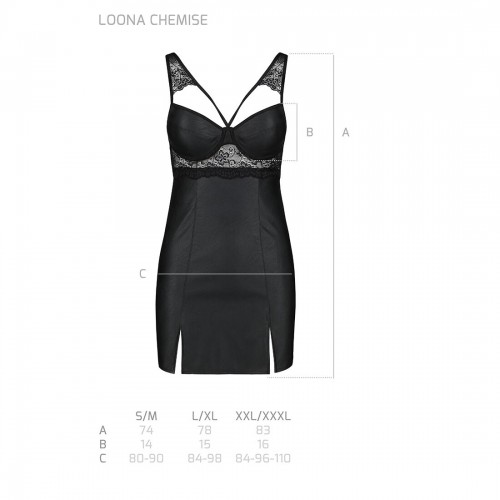 Бебі-дол з еко-шкіри та мережива Loona Chemise black S/M - Passion