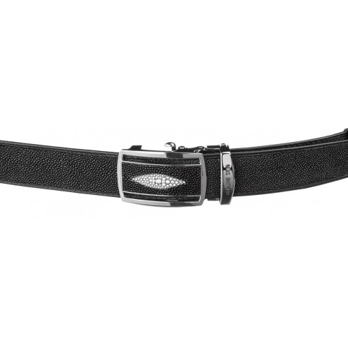 Ремінь-автомат STINGRAY LEATHER 18203 із натуральної шкіри морського ската Чорний, Чорний Ремінь-автомат STINGRAY LEATHER 18203 із натуральної шкіри морського ската Чорний, Чорний