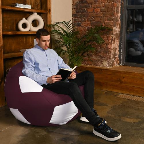 Крісло мішок М'яч Оксфорд 120см Студія Комфорту Великий Бордовий + Білий Крісло мішок М'яч Оксфорд 120см Студія Комфорту Великий Бордовий + Білий