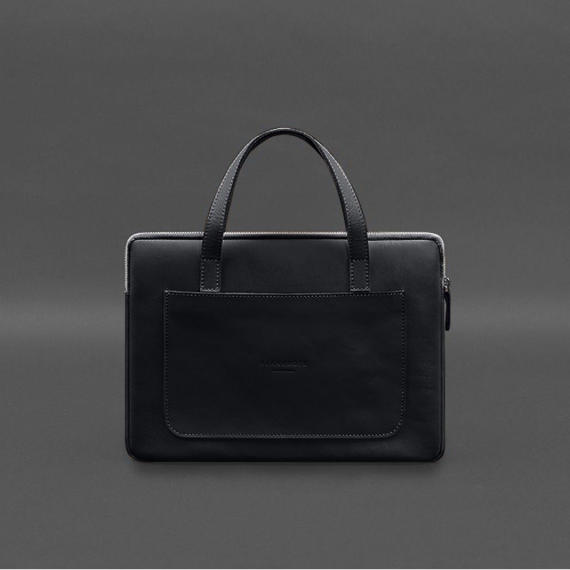 Шкіряний чохол з ручками для ноутбука 13 дюймів Чорний BlankNote