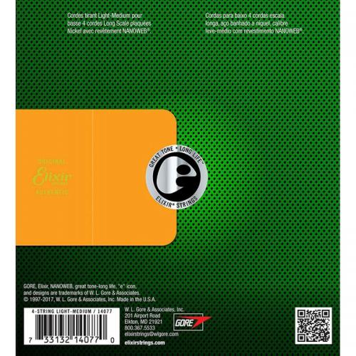 Струни для бас-гітари Elixir 14077 Nanoweb Coated Nickel Plated Steel Light/Medium 4-String Bass 45/105 Струни для бас-гітари Elixir 14077 Nanoweb Coated Nickel Plated Steel Light/Medium 4-String Bass 45/105