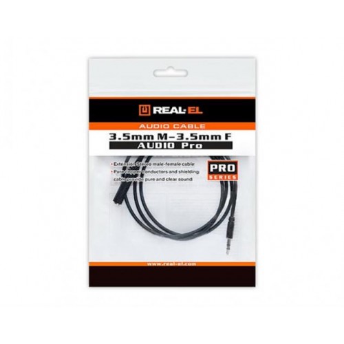 Аудіо-кабель REAL-EL Audio Pro (EL123500041) mini-jack 3.5мм(M)-mini-jack 3.5мм(F) 1м, чорний в інтернет супермаркеті PbayMarket!