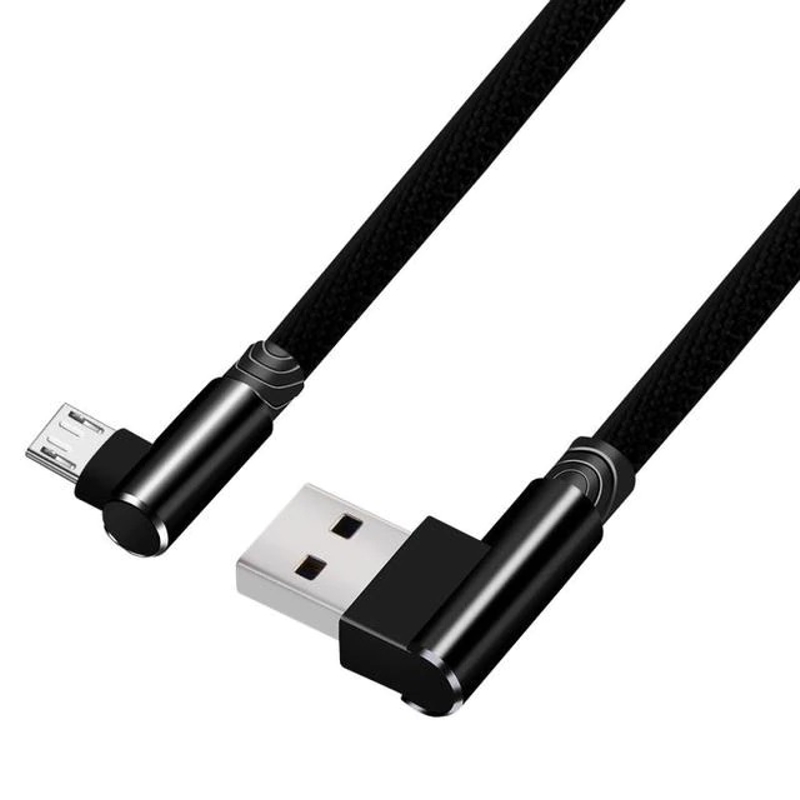 Micro usb кабель з Г-подібними роз'ємами - 2 метри, чорний