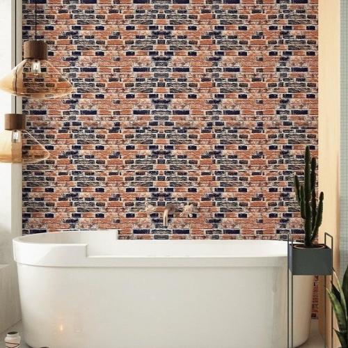 Самоклеюча 3D панель Sticker Wall SW-00001165 Під сіро-синю Катеринославську цеглу 700х770х3мм