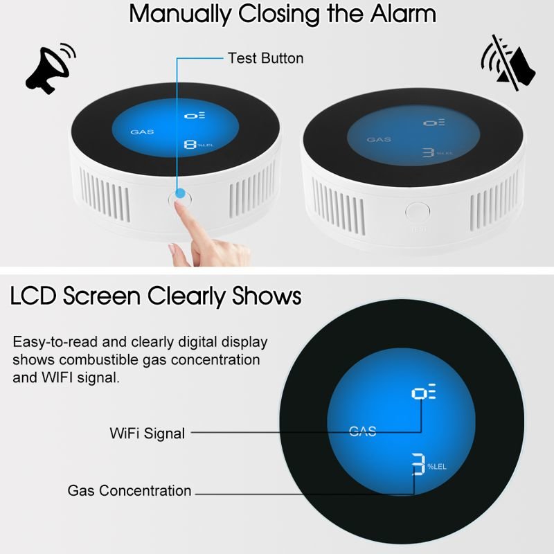 Розумний датчик витоку газу WiFi з сиреною Yobang Security GS-85 wifi + Iphone & Android App