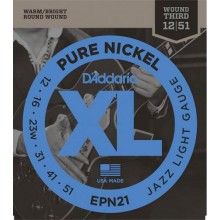 Струни для електрогітари D'Addario EPN21 Pure Nickel Jazz Light Electric Strings 12/51