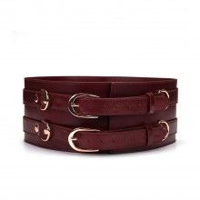 Шкіряний пояс для бондажу Liebe Seele Wine Red Waist Cuff L Size