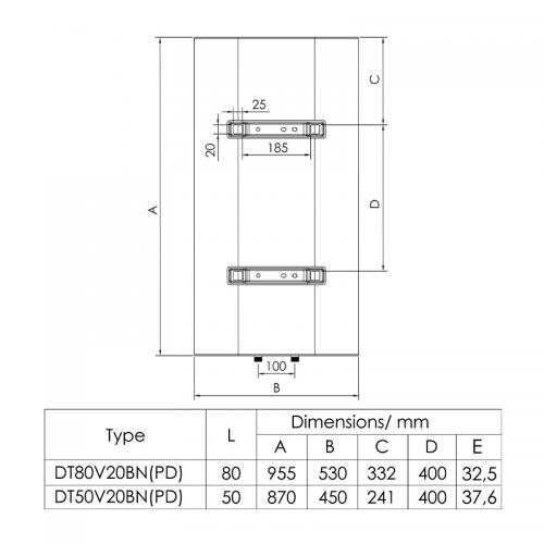 Бойлер OnlyHeat DT50 V20BN(PD) 50 літрів