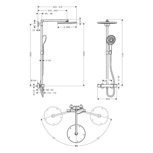 Душова система Hansgrohe Raindance Select 300 Air 1jet Showerpipe 27114000