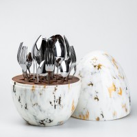 Набір столових приборів із нержавіючої сталі TS Kitchen 24 штуки хромованих мармур (HP7885)