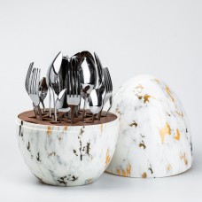 Набір столових приборів із нержавіючої сталі TS Kitchen 24 штуки хромованих мармур (HP7885)