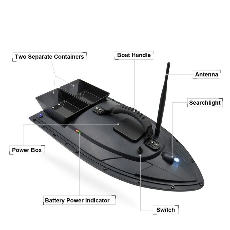 Кораблик для підгодовування риби Flytec HQ2011 на радіоуправлінні, чорна годівниця