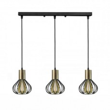 Світильник лофт підвісний на планці MSK Electric Lotus з бронзовими патронами NL 1415-3 BK+BN