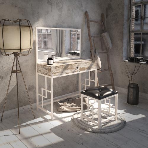 Трюмо з пуфом Tenero Арден Білий/кантрі лейбл (1000002149) Трюмо з пуфом Tenero Арден Білий/кантрі лейбл (1000002149)