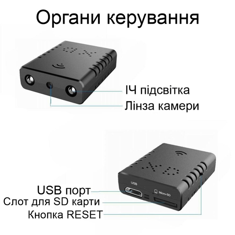 Міні камера wifi Nectronix XD WIFI, запис відео HD 1280х720, SD до 128 Гб, додаток V380PRO