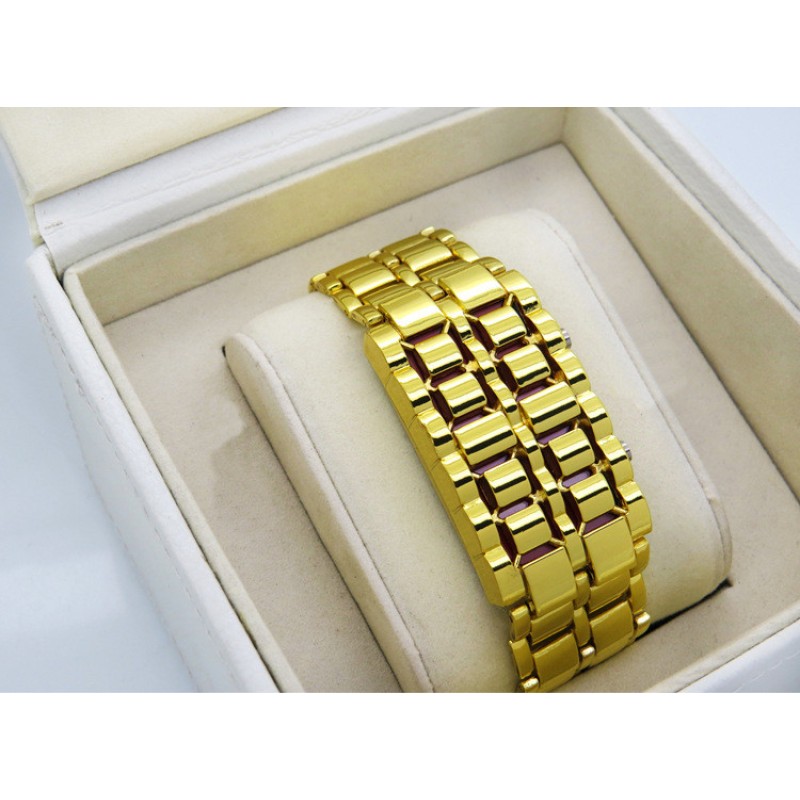 Годинник-браслет Iron Samurai LED Watch золотистий з червоними світлодіодами (IBW012YR)