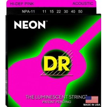 Струни для акустичної гітари DR NPA-11 Hi-Def Neon Pink K3 Coated Extra Medium-Light Acoustic Guitar Strings 11/50