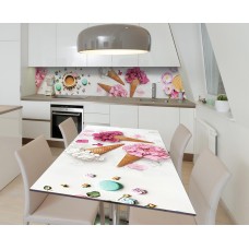 Наклейка 3Д вінілова на стіл Zatarga «Квіти у склянці» 650х1200 мм для будинків, квартир, столів, кав'ярень, кафе