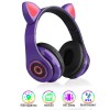 Повнорозмірні навушники бездротові Cat Headset Y 047 Bluetooth з підсвічуванням та котячими вушками Фіолетові Violet