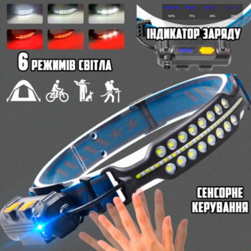 Налобний акумуляторний світлодіодний ліхтар з червоним світлом Police PL-164 COB HeadLamp