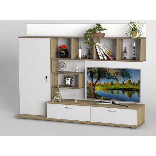 Стынка в вытальню Тиса Мебель Вітальня-226 Сонома Білий 1620x450x2130 мм Стынка в вытальню Тиса Мебель Вітальня-226 Сонома Білий 1620x450x2130 мм