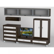 Стінка в вітальню Тиса Мебель Вітальня-6 Венге Білий 2050x450x2700 мм