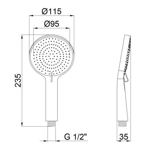 Душова лійка Qtap Rucni QTRUCA116O3PCW