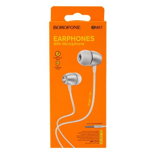 Проводные наушники вакумные с микрофоном Borofone 3.5 mm BM57 Platinum 1.2 m Steel в інтернет супермаркеті PbayMarket!