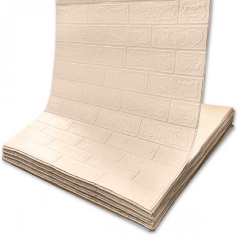 Самоклеюча декоративна 3D панель 3D Loft OS-BG345-3 під цеглу кольору слонової кістки в рулоні 20 м 20000x700x3 мм