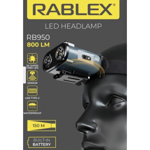 Ліхтар налобний акумуляторний RABLEX RB-950