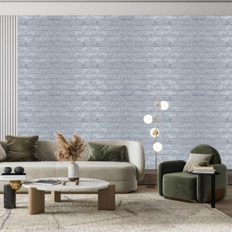 Самоклеюча 3D панель Sticker Wall SW-00001197 Під срібну цеглу в рулоні 20000x700x3мм