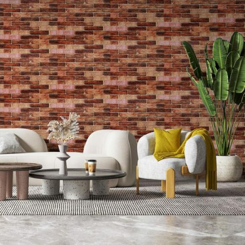 Самоклеюча 3D панель під коричневу цеглу катеринослав Sticker Wall 20000х700х3мм