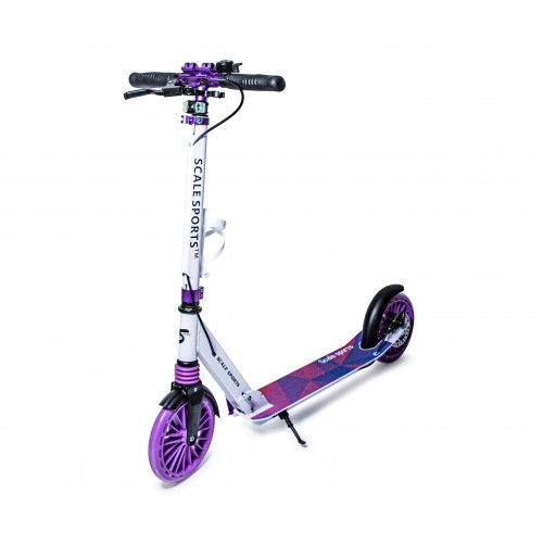 Двоколісний самокат Scale Sports SS-32, складане, ручне гальмо, Led-ліхтарик White and violet (1578370478) Двоколісний самокат Scale Sports SS-32, складане, ручне гальмо, Led-ліхтарик White and violet (1578370478)