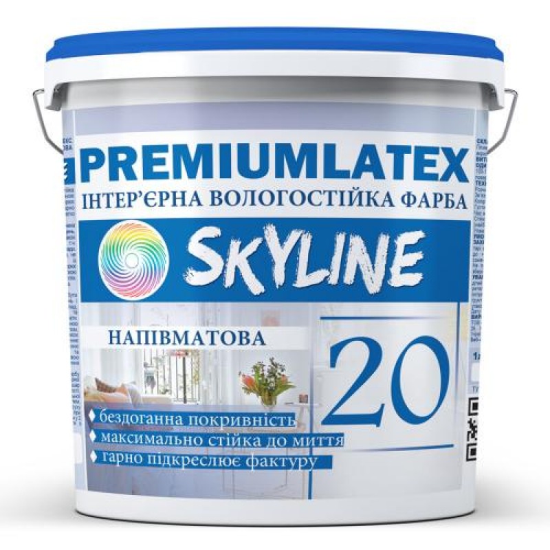 Фарба вологостійка напівматова Premiumlatex 20 Skyline 6 кг