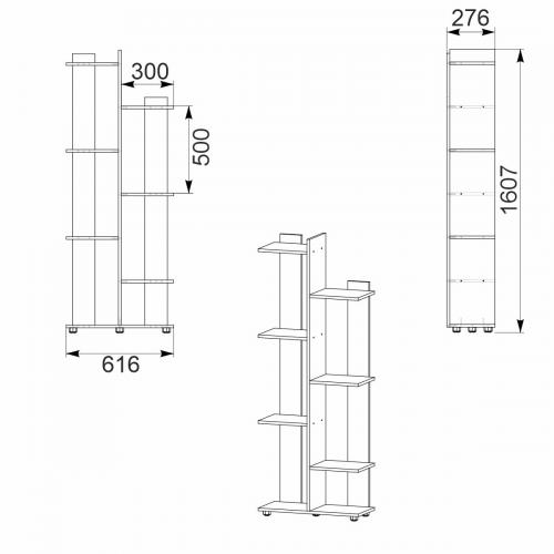 Полиця настінна Компанит П-29 Венге темний (61,7 х27, 6х160, 7 см)