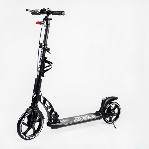 Двоколісний складаний самокат ліхтарик 2 амортизатора дискове гальмо Best Scooter 100 кг Black (114291) Двоколісний складаний самокат ліхтарик 2 амортизатора дискове гальмо Best Scooter 100 кг Black (114291)