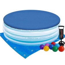 Дитячий надувний басейн Intex 58467-3 «Блакитне щастя», 147 х 33 см, з кульками 10 шт, тентом, підстилкою, насосом