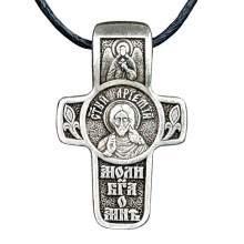 Хрест натільний посріблений Silvering Артем Святий Великомученик Артемій Антіохійський 3х1,8х0,2 см (19537)
